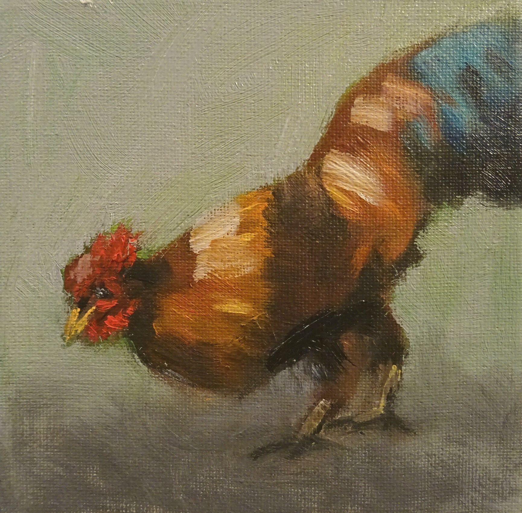 Bild von Franziska Morgner-Fanderl - Pickend, Öl, 15 x 15